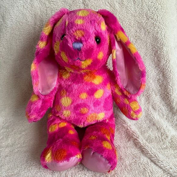 Build a Bear Workshop Hot Pink Polka Dot Pawlette Bunny 16” Plush Stuffed Animal - Picture 1 of 7